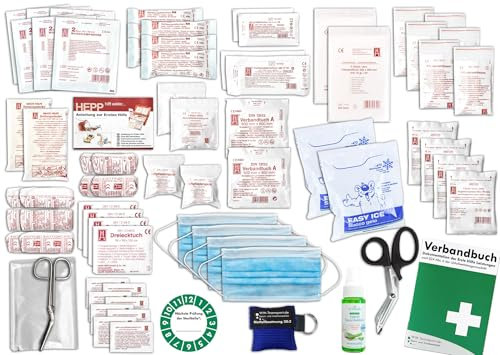 Komplett-Füllung Erste-Hilfe nach aktueller DIN 13169 PLUS 2 für Betriebe inkl. Hygiene-Gel & Notfallbeatmungshilfe