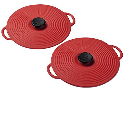 Zeal Silicone Keep Fresh Storage Airtight Seal Mini Lid Reusable Eco-Friendly Classic Design Set of 2 Red (10cm/4)