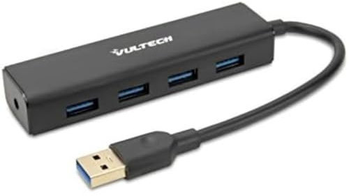 VulTech HU-04USB3 Hub USB 3.0 4 Porte SuperSpeed, Adattatore Multipresa USB Alta Velocità 5Gbps, Alimentazione tramite USB, Design Compatto per PC, Laptop, MacBook, Plug & Play