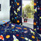 Bedlam - Supersonic - Glow In The Dark Lined Pencil Pleat Curtains - 66 Width x 72 Drop (168 x 183cm), Blue