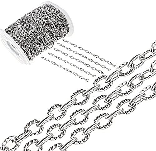 Perlin 3 metri, catena a maglie collegate in metallo, ovale, catena a maglia barbazzale da 4 mm, in argento tibetano, al metro, per la creazione di gioielli, fai da te