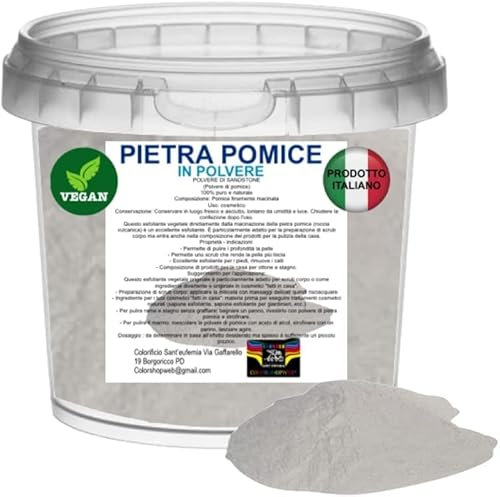 Polvere fine Pietra Pomice Superiore Esfoliante Naturale Scrub Corpo vaso con tappo Pura al 100% - 250-500-1000 g. Prodotto Perfetto per Cosmetici e per lo SCRUB (1)