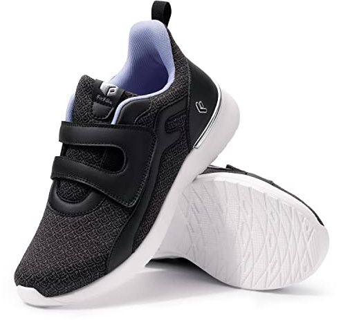 FitVille Zapatillas de Caminar con Velcro Anchos Zapatos Deportes Transpirables para Mujeres Zapatos Deportivos Ligeros para Aliviar el Dolor en Pies 38.5 EU Ancho