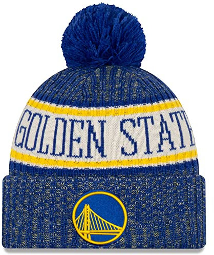 New Era NBA-Mütze für Erwachsene, Unisex, offizielle Sportstrickmütze mit Bommel, Golden State Warriers, Einheitsgr��e