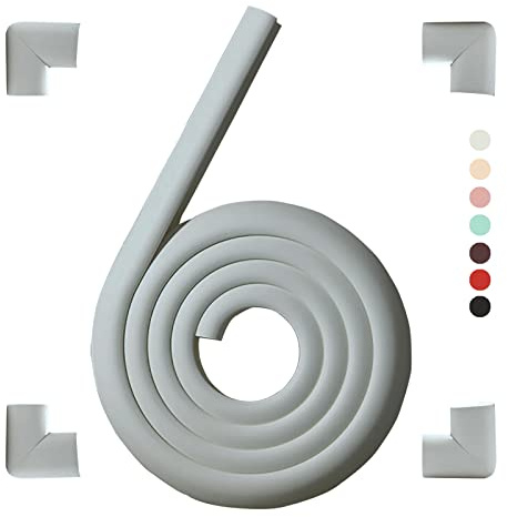 Protection Mousse d'Angles et Rebords pour Bébés, Gris, 4 Coins et 2 m