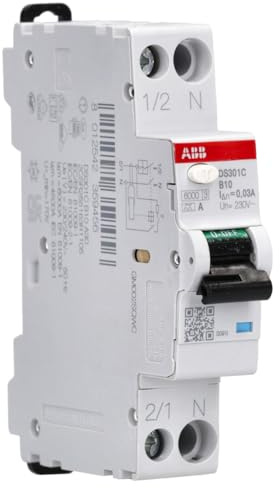 ABB DS301C B10 A30 RCBO – FI/LS-Schalter 10 A 30 mA 6 kA B-Charakteristik Typ A 1P+N 1 Teilungseinheit Kombischalter für Hutschiene 2CSR255163R1105
