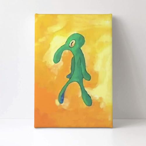 Gebiorty Thaddäus Gemälde Leinwand Bilder für Schlafzimmer - Lustige Squidward Painting mit Rahmen - Hauch von Tüll Bild - Tadeus Tentakel - Wasserfest - Tolles Geschenk - 30x40cm