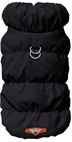 Winter Coat for Dogs - Warm Fleece Vest, Waterproof Windproof Jacket With D Ring, Cozy Lined Clothes for Small Medium Large Puppies (Black, S)