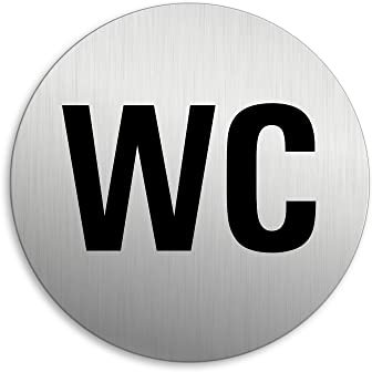 Señal Cartel Placa WC Texto Ø 75 mm Cartel Placa Aluminio cepillado adhesivo