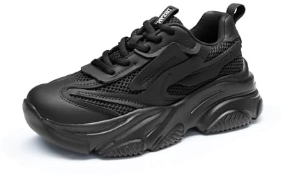DREAM PAIRS Scarpe Sportive con Suola Spessa da Donna alla Moda Traspiranti Leggere Eleganti e Comode,Size 40,Nero,SDFN2406W