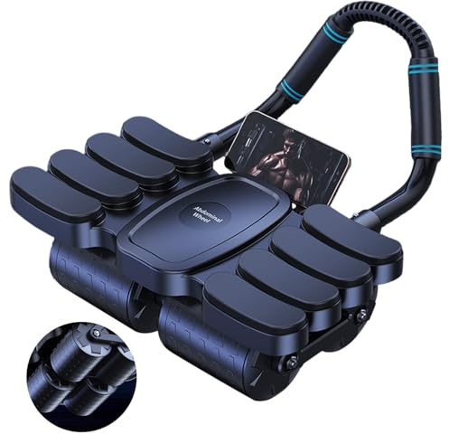 Automatische Rebound-Bauchrolle, 4-Roller Bauchroller Bauchmuskeltrainer-Verbreiterte Ellenbogenstütze,Rollenrad für Core Trainer 2 in 1 Bauchtrainer Roller für Bauch- und Core-Krafttraining
