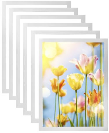 WENLISELL 6PCS A3 Magnetic Display Frame, Self Adhesive Magnetic Photo Frame for Wall, Silver Magnetic Poster Frame for Photos, Notices, Documents, License, Paintings, Poster