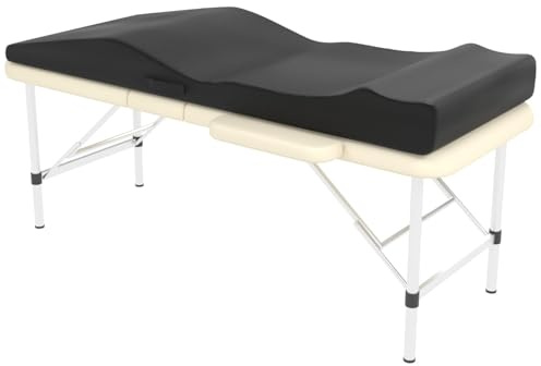 ENITYA Lash Bed Topper, Ergonomic Curvy Massage Table Foam Topper, Non-Slip Esthetician Bed Cushion with Removable Cover for Beauty Salon, Wax/Eyelash/Spa/Tattoo/Facial, 71×27.5(Black)