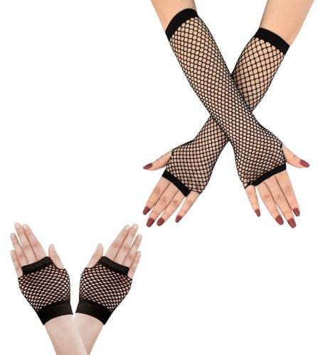 2 Paa Netzhandschuhe Schwarz,Fingerless Gloves,Tüll Nylon Fischnetz Handschuhe,Fishnet Hexe Halloween Gloves,Fingerlose Handschuhe Damen,Wednesday Kostüm Damen Accessories,Retro Kostümzubehör