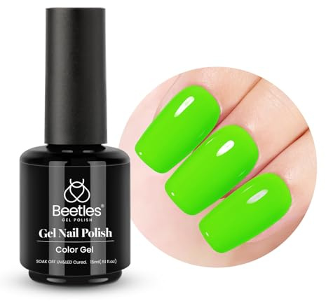 Beetles 15 ml UV Gel Nagellack Neongrün, Nagellack Neon Green UV LED Maniküre Nagelstudio DIY Gel Nagelkunst Design Christmas Nail Art Geschenk für Anfänger