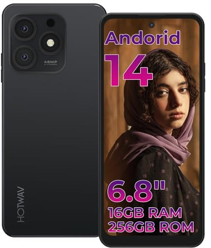 HOTWAV Note 13 Max Handy Ohne Vertrag: Smartphone 4G Android 14 Octa Core 16GB+256GB/1TB Erweiterbar, 5160mAh 6.8 HD+, 48MP + 16MP Kamera Simlockfreie Handys Face ID/Fingerabdruck/GPS/OTG//GPS
