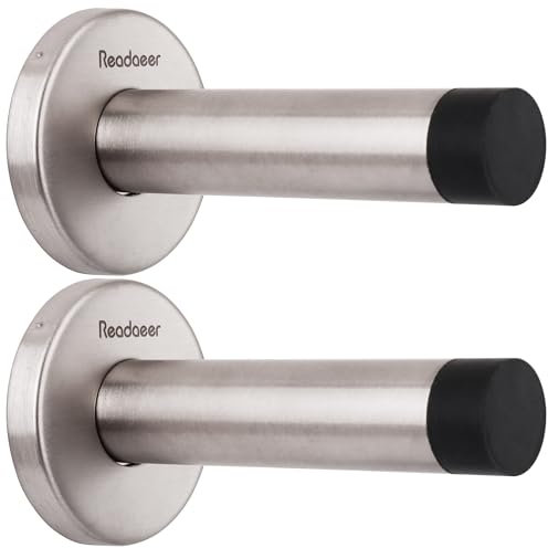 2 Stück Türstopper zur Wandmontage, robuster Türdämpfer, Türschnapper, Türanschlag, Edelstahl-Türstopper mit Gummipuffer | Türstopper für den Innenbereich zum Schutz von Wänden