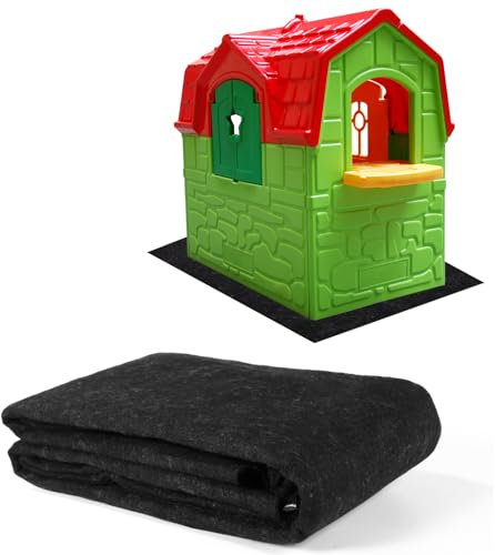 Outdoor Playhouse Mat, 47x59in Felt Play House Kids Baby Activity Pad Rug with Waterproof Non-Slip Backing Portable Storage Outside Game Area Shed Floor Mat Accessories for Garden Backyard Lawn Patio