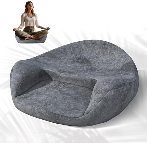 Meditation Cushion for Yoga, Meditation & Sound Healing | Extra-Thick Memory Foam Support Prevents Numb Legs | Multi-Use for Living Room, Tatami Decor & Reiki Therapy (Starry Grey)