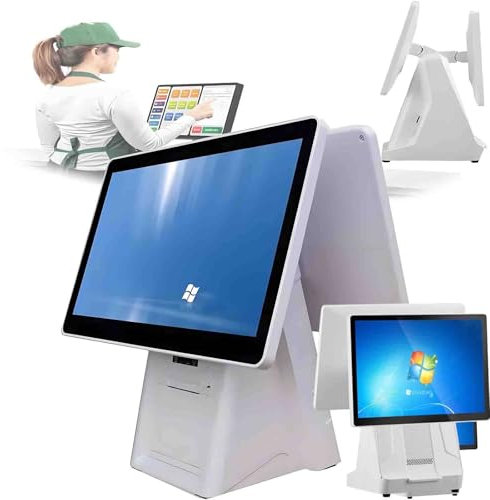 Registratore di cassa con stampante e Wi-Fi, stampante per ricevute, registratore di cassa Windows Commerce, POS per negozi, risoluzione I5 1366 * 768, SSD da 64 GB, registratore di cassa touch