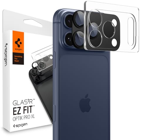 Spigen Glas.tR EZ Fit Optik Pro XL Tempered Glass Camera Lens Protector for iPhone 17 Pro Max, Black - 1 Pack
