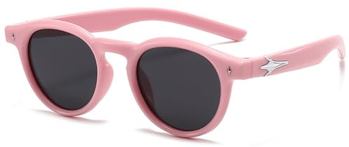 CIKJUK Polariserade solglasögon barn runda mjuka bågar pojkar flickor UV-skydd runda barnsolglasögon, ROSA