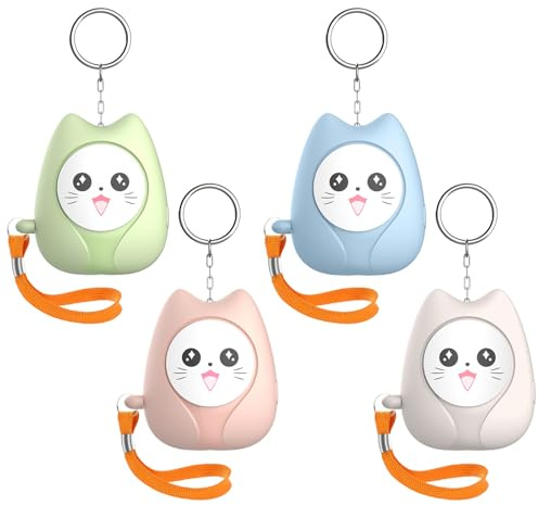 4 Stück Taschenalarm, 130dB Selbstverteidigung mit LED-Beleuchtung, Wiederaufladbarer Schlüsselanhänger Alarm, Persönlicher Alarm, Persönlicher Sicherheitsalarm für Frauen Kinder Altere Menschen