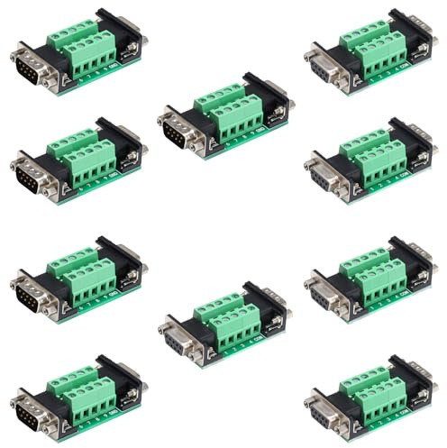 Jienk 10pcs DB9 Male to Female Terminal Breakout Board, RS232 D-SUB Serial to 9pin Port Terminal Block Gender Changer Connector