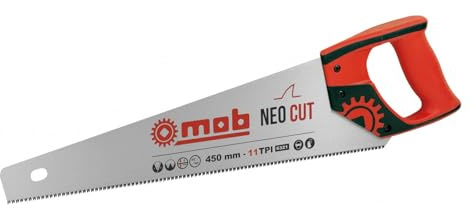 MOB Scie Égoïne Coupe Fine Neocut – 11 Dents/Pouce, Denture Trempée Triple Biseaux, Coupe Rapide et Précise Bois, Contreplaqué, Stratifié et Plastique, Poignée Bi-Matière Ergonomique
