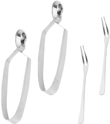 TINEASUR Pinzas para Caracoles Tenedores Seguros Juego de 4 de Acero Inoxidable Plata para Servir Alimentos en Cena de Caracoles en Hogar