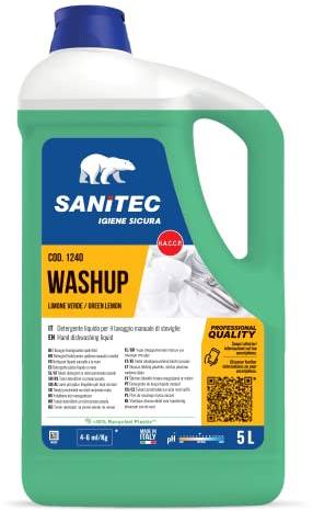 Sanitec tallrikar citrongröna rätter, flytande diskmedel, 5 kg