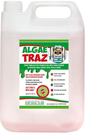 Algae Traz Moss and Mould Cleaner – 5ltr Concentrate Spray for Artificial Grass and Astro Turf also suitable for your Garden Patio Fence Slabs Decking Paving Brick Work Conservatory Roof and Driveway
