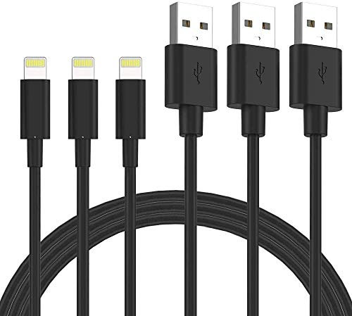 Quntis 3 Pack 1m iPhone Ladekabel MFi Zertifiziert, USB A auf Lightning Kabel, iPhone Kabel kompatibel mit iPhone 13 12 SE 2020 11 Pro XS Max XR X 8 Plus 7 Plus 6 Plus 5s SE iPad Airpods - Schwarz