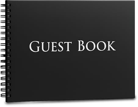 Iconikal Hardcover Guestbook 1,260 Entries Charcoal 10x8-Inch Spiral Bound Sign-In Wedding Funeral Birthday Shower Vacation Rental Memory Guest Book