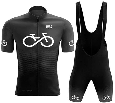 Ciclismo Maillot Hombres Jersey, Maillot de Ciclismo Transpirable con Tira Reflectante y Culotte con Tirantes de Ciclismo Acolchado de Gel para El Verano
