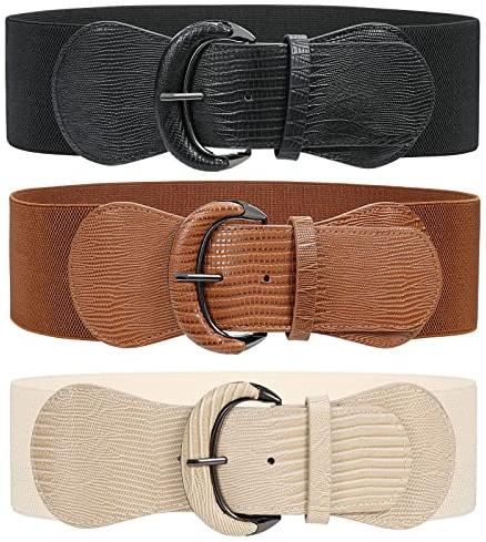 JASGOOD Women Stretchy Wide Waist Belt for Dress Ladies Elastic Belt Hook Buckle for Costume