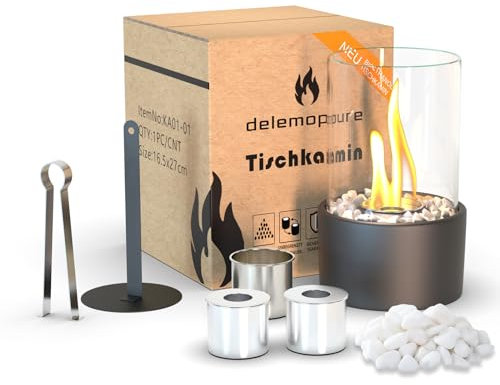 Tischkamin für Indoor und Outdoor Tischfeuer, Windlicht, Gartenfackel und Bioethanolkamin aus Edelstahl Füllmenge von Unendliche Brenndauer