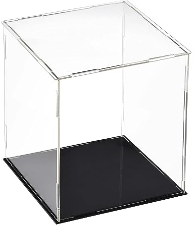 TOP-VIGOR Vitrine Transparente en Acrylique – 25 x 25 x 30cm Boîte De Protection Anti-Poussière À Assembler – Cube D’Exposition pour Figurines Jouets Objets De Collection Rangement Maison