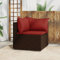 NITCA Garten-Ecksofa Rattan, Balkon Lounge Klein in Braun und Rot, Outdoor Sofa L-Form, Möbel Mit Kissen (Balkonmöbel)