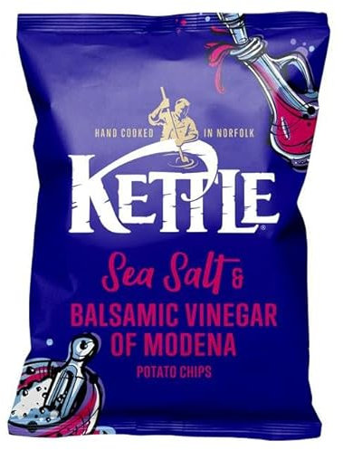 Generic Kettle Chips Sea Salt & Balsamic Vinegar of Modena Sharing Crisps 130g, Hand Cooked in Norfolk. Absolutely Nothing Artificial. British Potatoes. Gluten-Free. Suitable for Vegans.