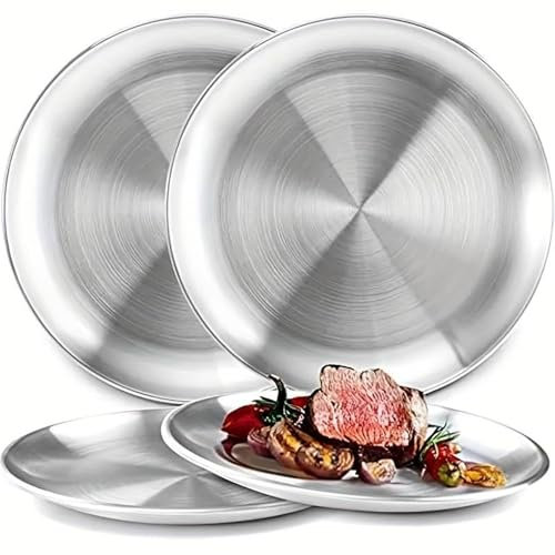 Trabag 3 Campingteller, Edelstahl, Durchmesser 20 cm, stabil für Camping und Küche