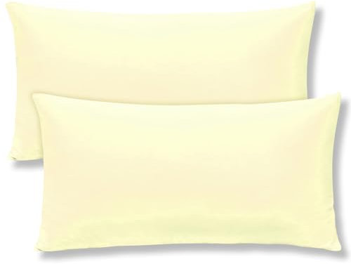 mafudoxi Kissenbezug 40 x 80 2er Set,kopfkissenbezug 40x80,Kissenbezüge mit Reißverschluss aus Mikrofaser,Premium und Weich Kissenhülle,Sofakissen dekokissen, Waschbar bis 60°C,Beige