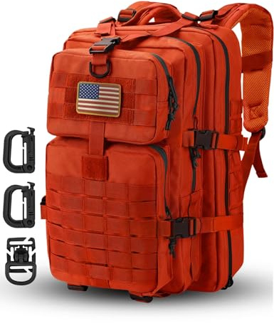 Hannibal Tactical Sac à dos tactique militaire à système MOLLE, sac de camping, sac à dos 3 jours, Orange, 40L, Traditionnel