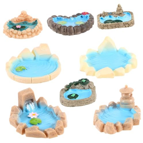 TINEASUR Decoración Realista para Estanque con Flores De Loto Artificiales 8 Piezas De Resina para Jardín Paisaje De Interior