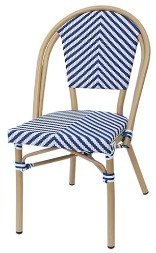 EME Silla Bistró París Color Azul - Silla con Estilo Parisino. con Estructura de Aluminio y Asiento Fabricado en Textilene. Silla Apilable. Ideales para Hogares, Jardines, Cafeterías...