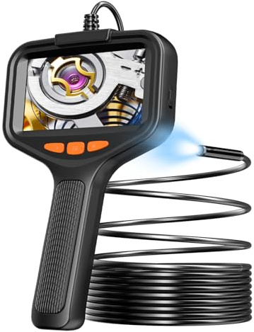 Caméra endoscopique avec 8 lumières LED, endoscope HD 1080p avec écran de 4,3, câble semi-rigide, caméra d'inspection étanche IP67 pour automobile, plomberie, drainage, tuyau (2 m)