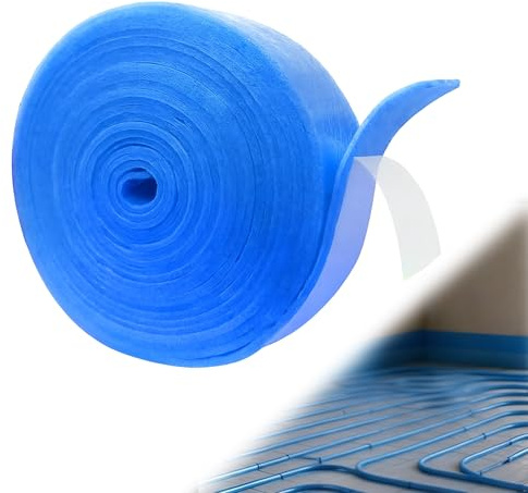 Självhäftande kantisoleringsremsor för utjämningsmedel: 50 mm x 5 mm x 20 m, kantisoleringsremsor för utjämningsmassor, kantremsor för golvvärme och väggar, blå