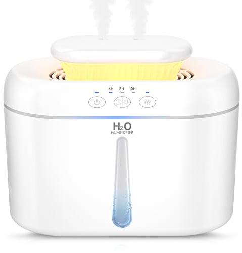 COO Humidifiers for Bedroom, 2L Tank for Large Room, 30 Hour Runtime, 28dB Quiet Cool Mist Humidifier for Home, Baby Nursery, Plants, Indoor, Office, Easy to Fill & Clean,Night Light and Auto Shut-off