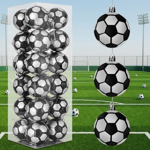 Fashlits 24 Pack 2.36 Inch World Cup Mini Soccer Ball Christmas Ornaments - Shatterproof Football Baubles Gifts for Xmas Tree Decor, World Cup Themed Party Supplies, Sports Fan Holiday Decorations