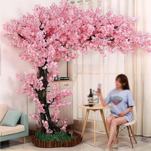 Kwnces Artificial Cherry Blossom Trees 6ft, Faux Cherry Blossom Tree Pink Cherry Blossom Handmade Tree Indoor Outdoor for Wedding Event Party Restaurant,Pink-6x5ft